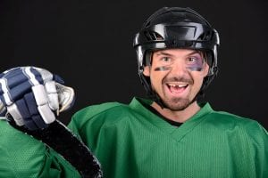 hockey player missing a tooth