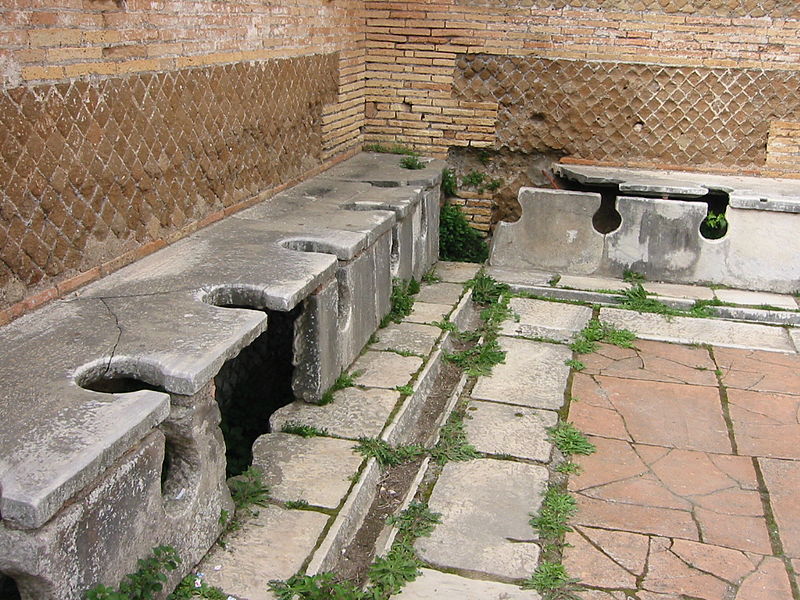 Public latrines in Ancient Rome.
